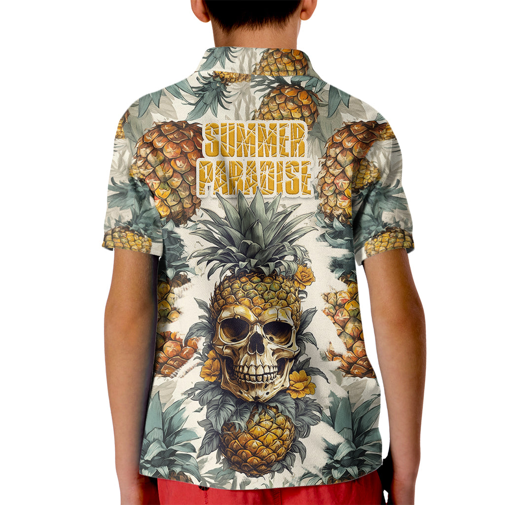 Pineapple Skull Kid Polo Shirt Summer Paradise TS04 Kid Multicolor - Polynesian Pride