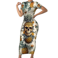 Pineapple Skull Short Sleeve Bodycon Dress Summer Paradise TS04 - Polynesian Pride