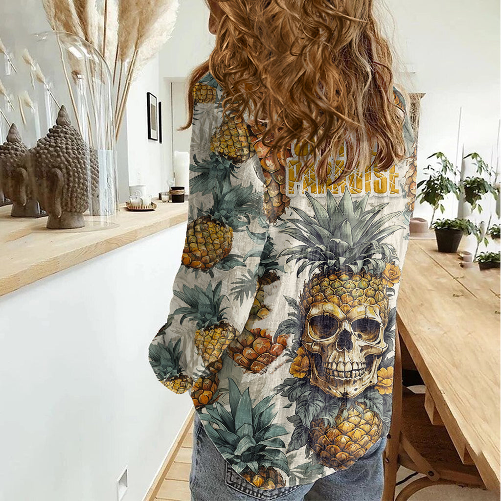 Pineapple Skull Women Casual Shirt Summer Paradise TS04 Female Multicolor - Polynesian Pride