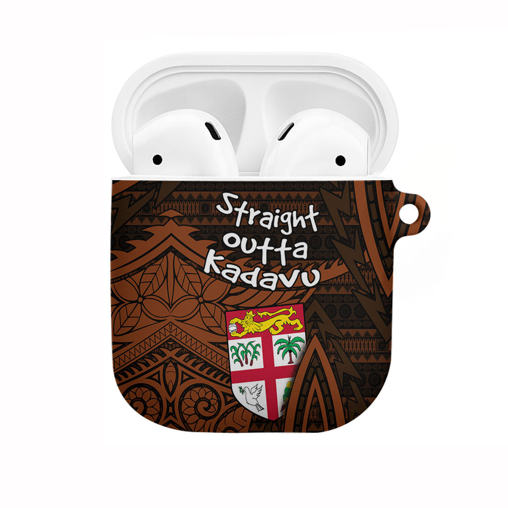 Straight Outta Kadavu Fiji AirPods Case Tribal Polynesian Tattoo Coat Of Arms Flag