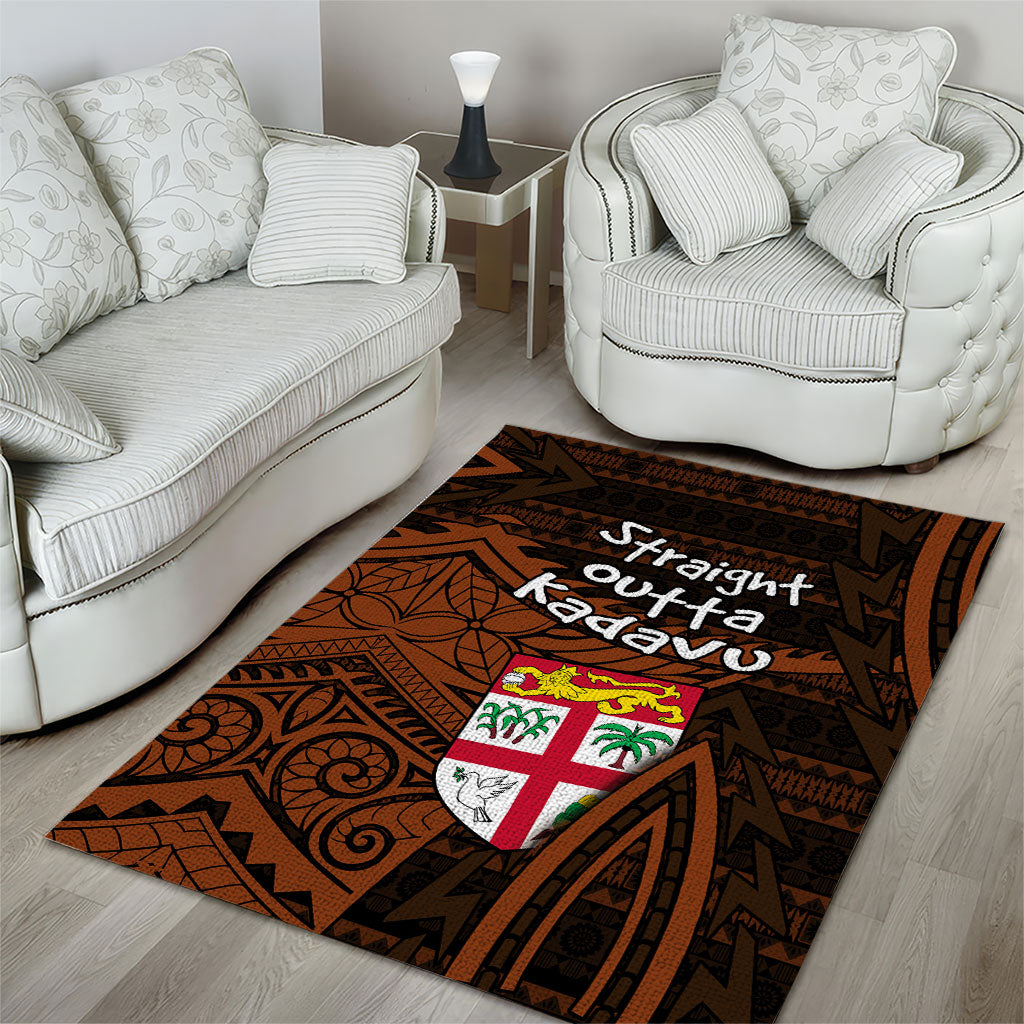 Straight Outta Kadavu Fiji Area Rug Tribal Polynesian Tattoo Coat Of Arms Flag