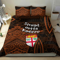 Straight Outta Kadavu Fiji Bedding Set Tribal Polynesian Tattoo Coat Of Arms Flag