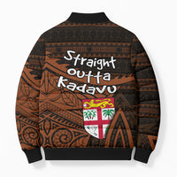 Straight Outta Kadavu Fiji Bomber Puffer Jacket Tribal Polynesian Tattoo Coat Of Arms Flag