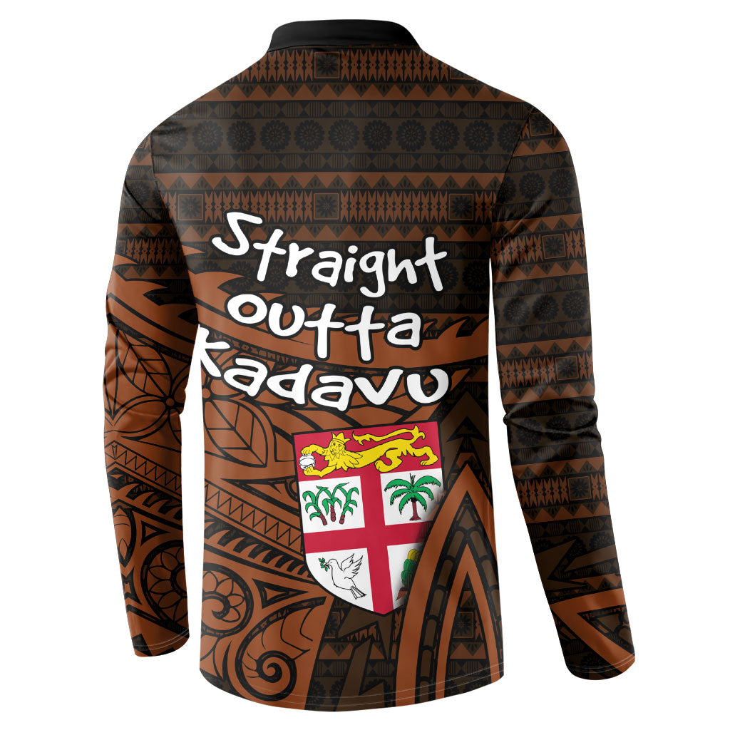 Straight Outta Kadavu Fiji Button Sweatshirt Tribal Polynesian Tattoo Coat Of Arms Flag