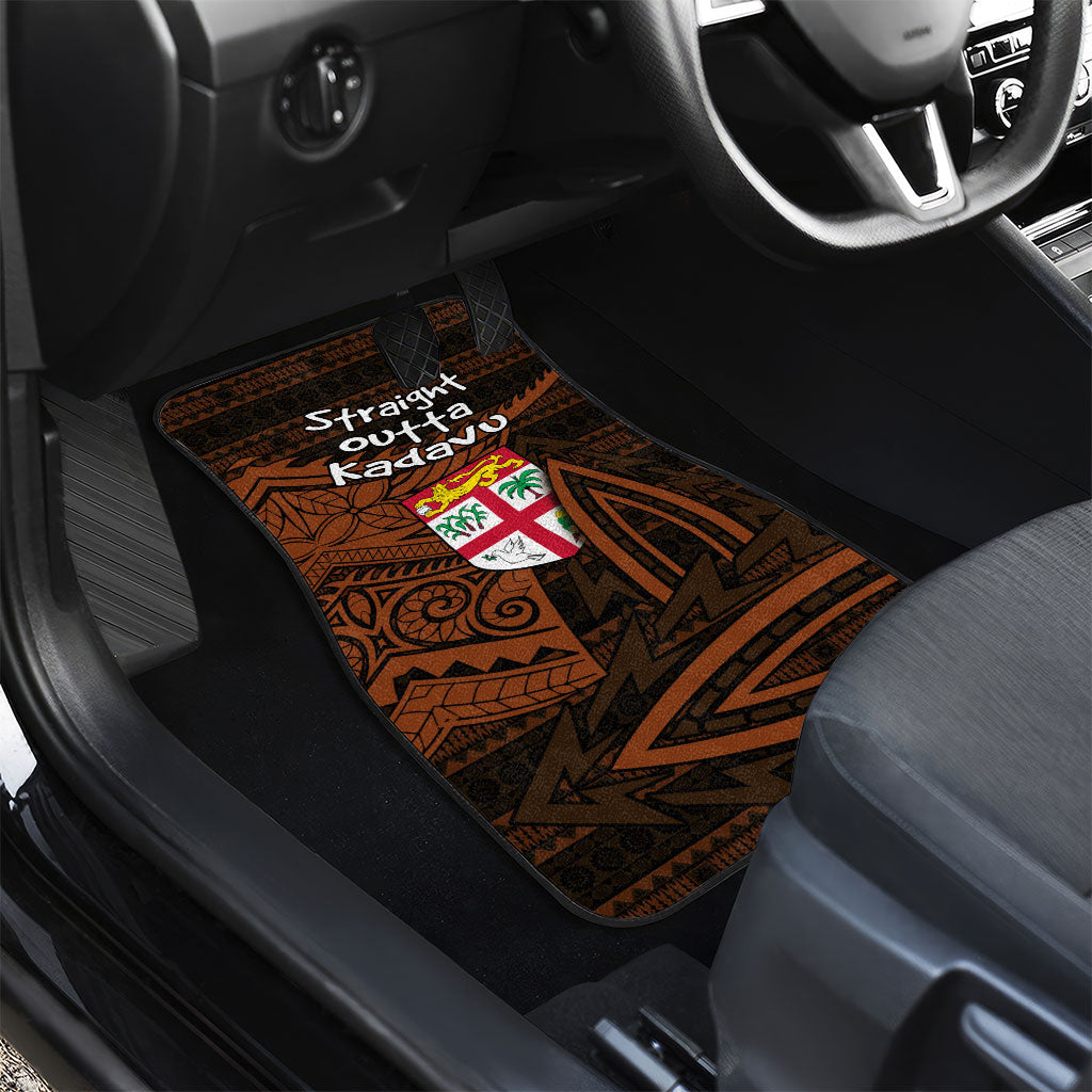 Straight Outta Kadavu Fiji Car Mats Tribal Polynesian Tattoo Coat Of Arms Flag