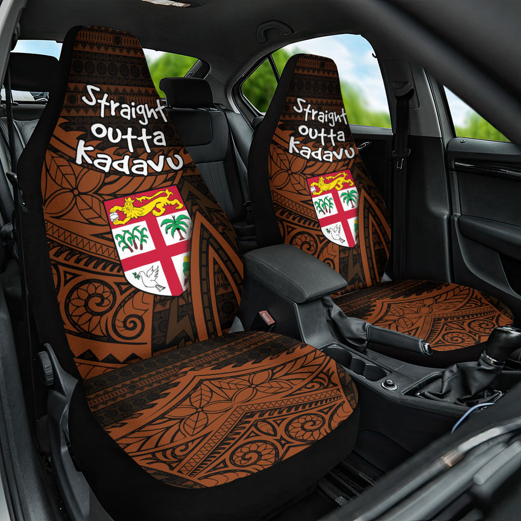 Straight Outta Kadavu Fiji Car Seat Cover Tribal Polynesian Tattoo Coat Of Arms Flag