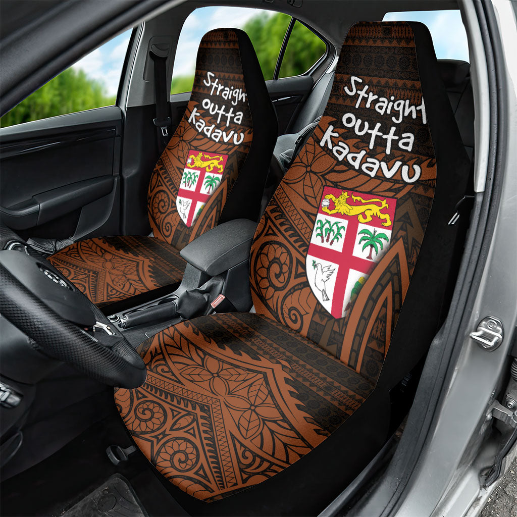 Straight Outta Kadavu Fiji Car Seat Cover Tribal Polynesian Tattoo Coat Of Arms Flag