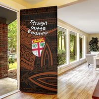 Straight Outta Kadavu Fiji Door Cover Tribal Polynesian Tattoo Coat Of Arms Flag