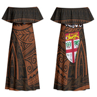 Straight Outta Kadavu Fiji Family Matching Off Shoulder Maxi Dress and Hawaiian Shirt Tribal Polynesian Tattoo Coat Of Arms Flag