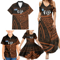 Straight Outta Kadavu Fiji Family Matching Summer Maxi Dress and Hawaiian Shirt Tribal Polynesian Tattoo Coat Of Arms Flag