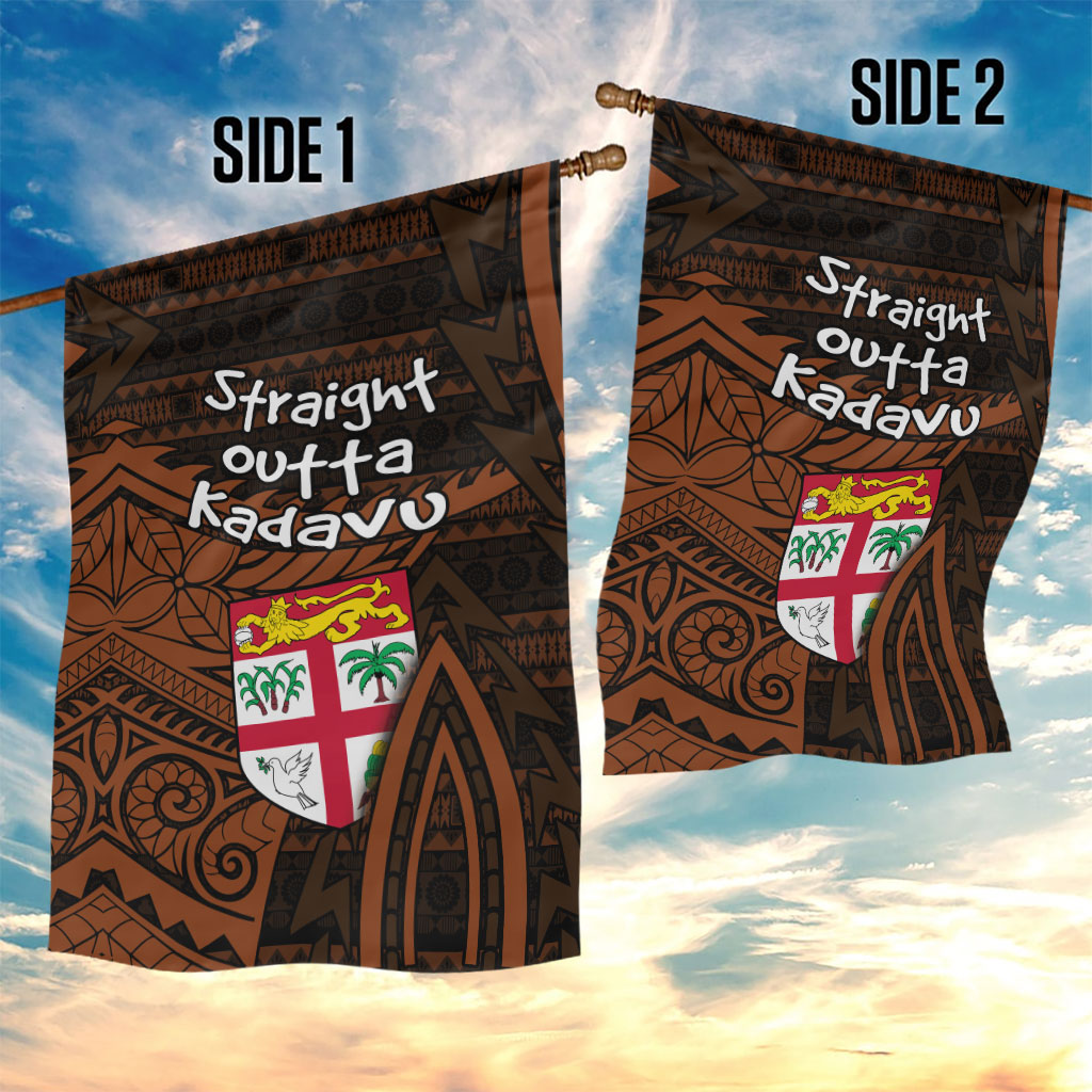 Straight Outta Kadavu Fiji Garden Flag Tribal Polynesian Tattoo Coat Of Arms Flag