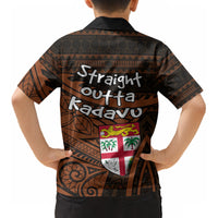 Straight Outta Kadavu Fiji Kid Hawaiian Shirt Tribal Polynesian Tattoo Coat Of Arms Flag