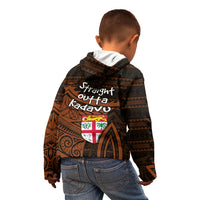 Straight Outta Kadavu Fiji Kid Hoodie Tribal Polynesian Tattoo Coat Of Arms Flag