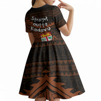 Straight Outta Kadavu Fiji Kid Short Sleeve Dress Tribal Polynesian Tattoo Coat Of Arms Flag