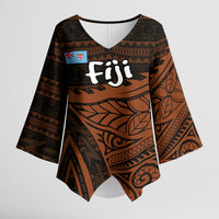 Straight Outta Kadavu Fiji Kimono Sleeve Blouse Tribal Polynesian Tattoo Coat Of Arms Flag