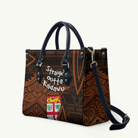 Straight Outta Kadavu Fiji Leather Bag Tribal Polynesian Tattoo Coat Of Arms Flag