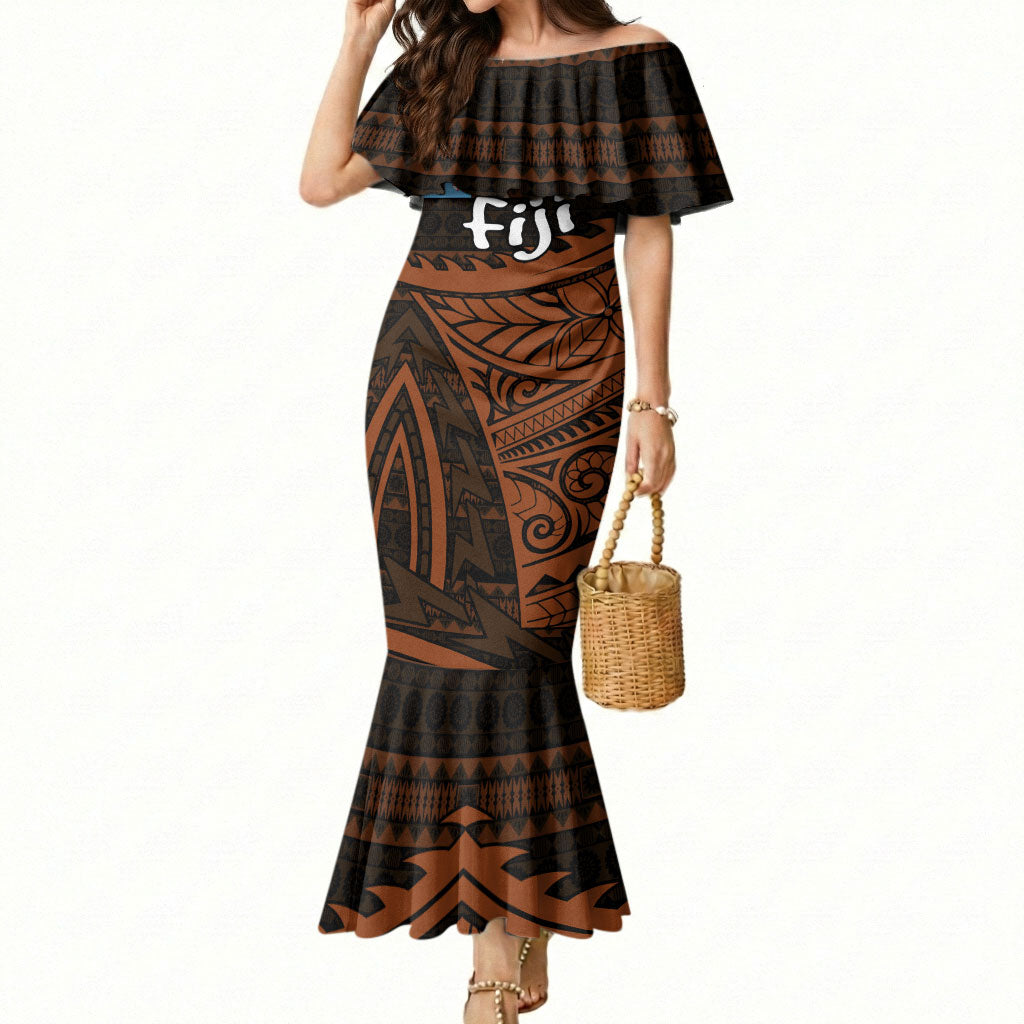 Straight Outta Kadavu Fiji Mermaid Dress Tribal Polynesian Tattoo Coat Of Arms Flag