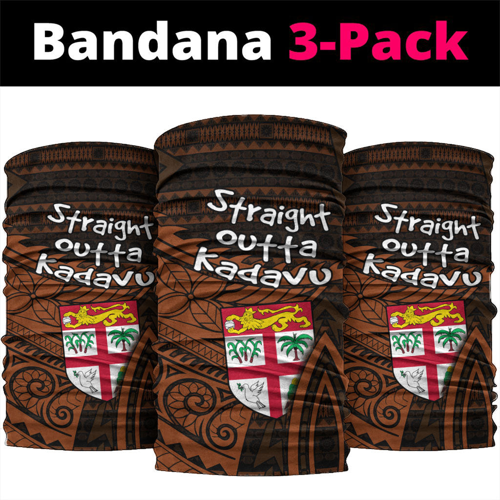 Straight Outta Kadavu Fiji Neck Gaiter Tribal Polynesian Tattoo Coat Of Arms Flag