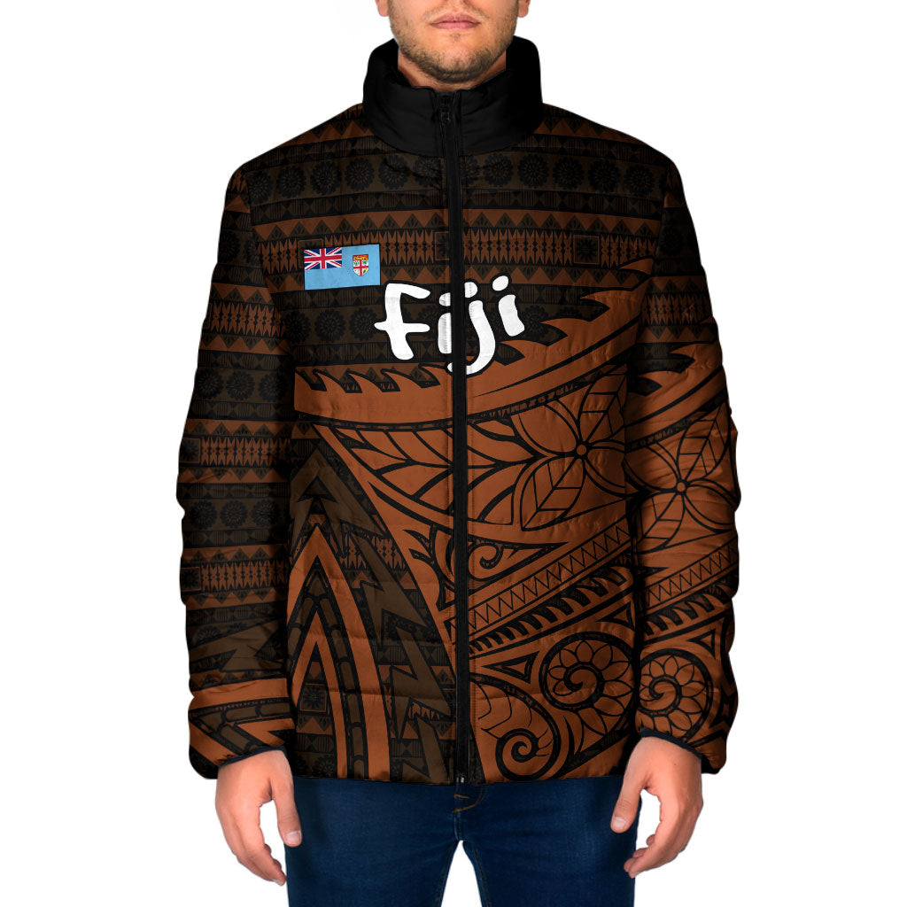 Straight Outta Kadavu Fiji Padded Jacket Tribal Polynesian Tattoo Coat Of Arms Flag