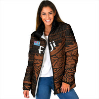 Straight Outta Kadavu Fiji Padded Jacket Tribal Polynesian Tattoo Coat Of Arms Flag