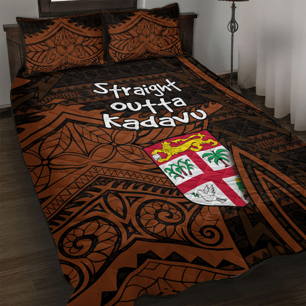 Straight Outta Kadavu Fiji Quilt Bed Set Tribal Polynesian Tattoo Coat Of Arms Flag
