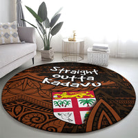 Straight Outta Kadavu Fiji Round Carpet Tribal Polynesian Tattoo Coat Of Arms Flag