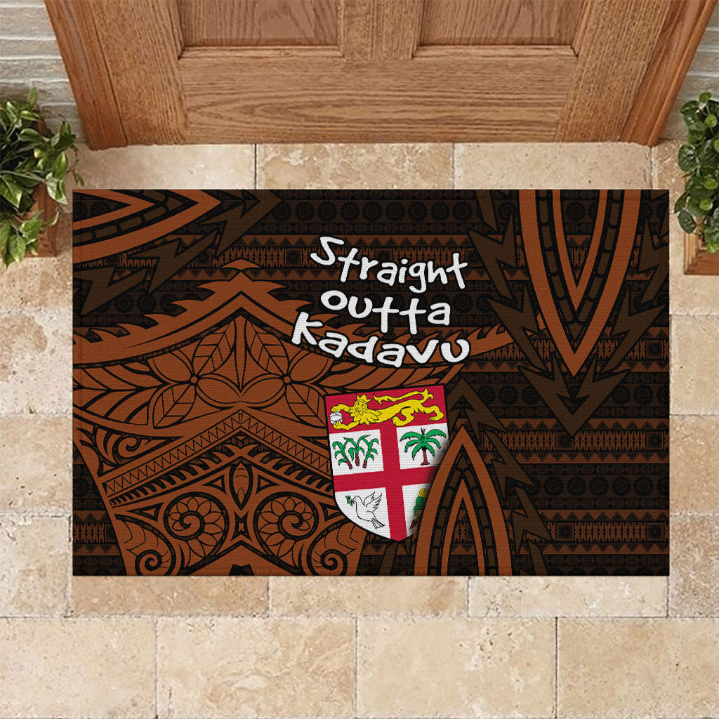 Straight Outta Kadavu Fiji Rubber Doormat Tribal Polynesian Tattoo Coat Of Arms Flag