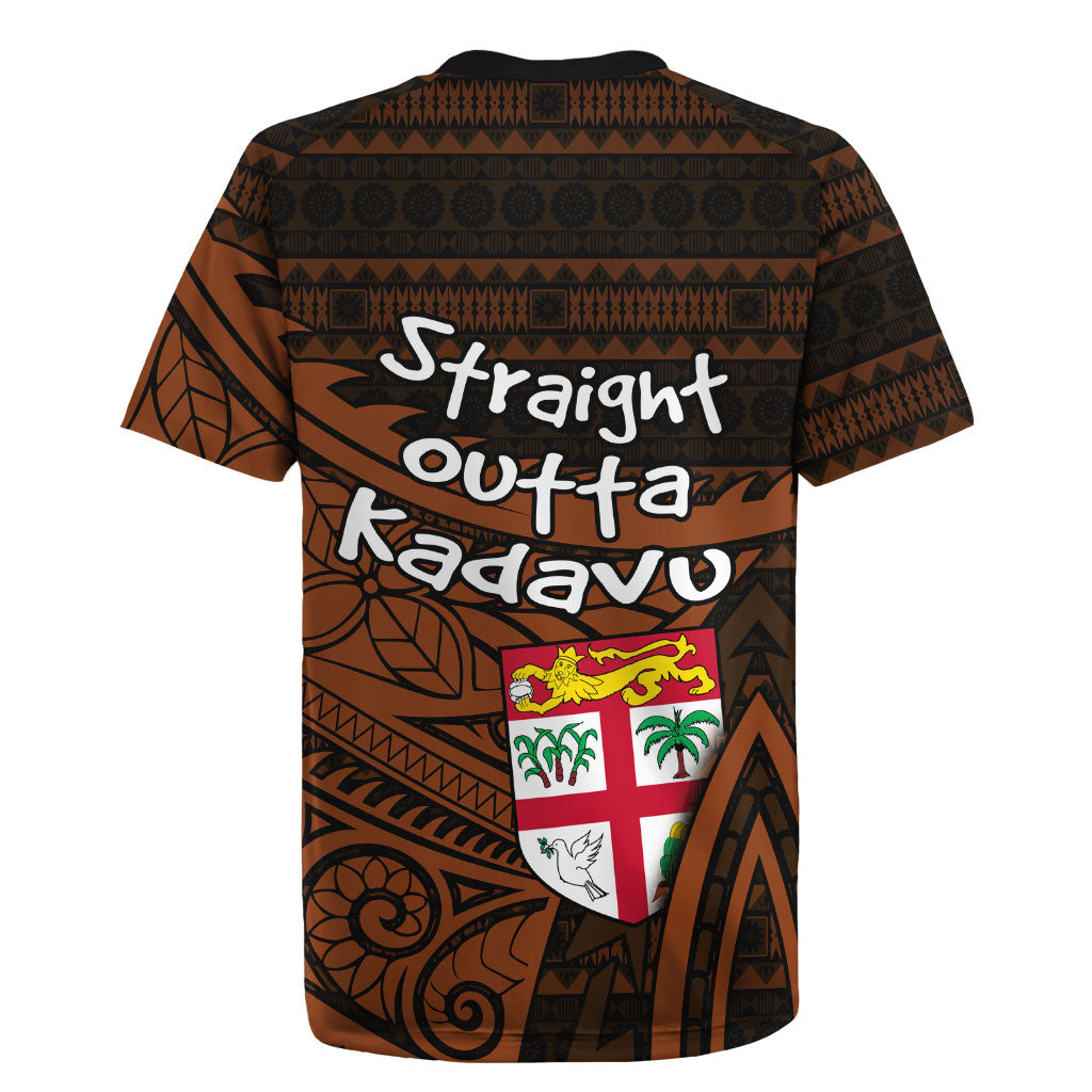 Straight Outta Kadavu Fiji Rugby Jersey Tribal Polynesian Tattoo Coat Of Arms Flag