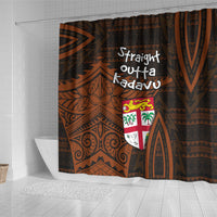 Straight Outta Kadavu Fiji Shower Curtain Tribal Polynesian Tattoo Coat Of Arms Flag
