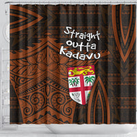 Straight Outta Kadavu Fiji Shower Curtain Tribal Polynesian Tattoo Coat Of Arms Flag