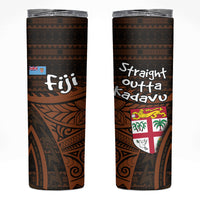 Straight Outta Kadavu Fiji Skinny Tumbler Tribal Polynesian Tattoo Coat Of Arms Flag