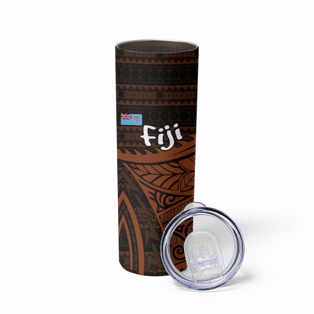 Straight Outta Kadavu Fiji Skinny Tumbler Tribal Polynesian Tattoo Coat Of Arms Flag