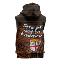 Straight Outta Kadavu Fiji Sleeveless Hoodie Tribal Polynesian Tattoo Coat Of Arms Flag