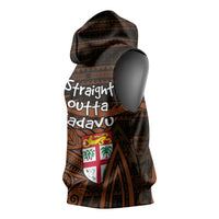 Straight Outta Kadavu Fiji Sleeveless Hoodie Tribal Polynesian Tattoo Coat Of Arms Flag