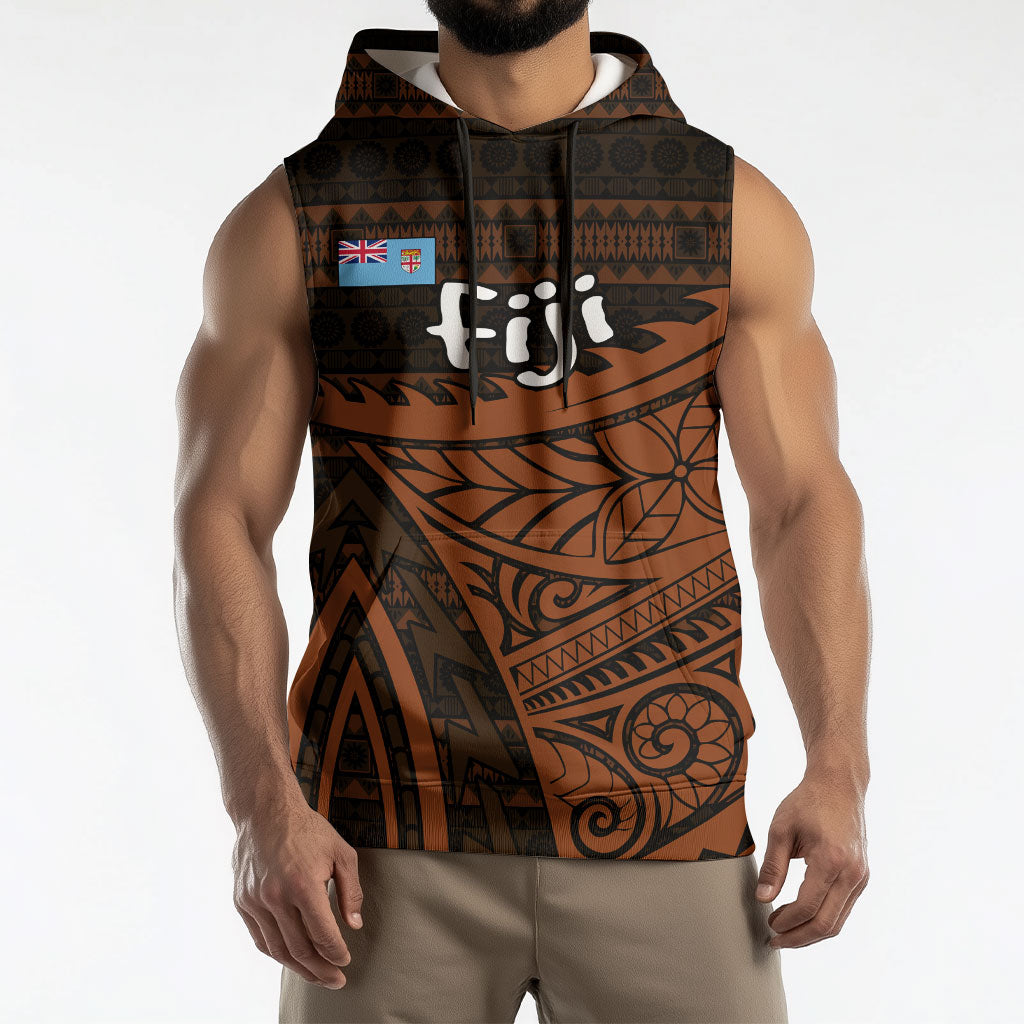 Straight Outta Kadavu Fiji Sleeveless Hoodie Tribal Polynesian Tattoo Coat Of Arms Flag