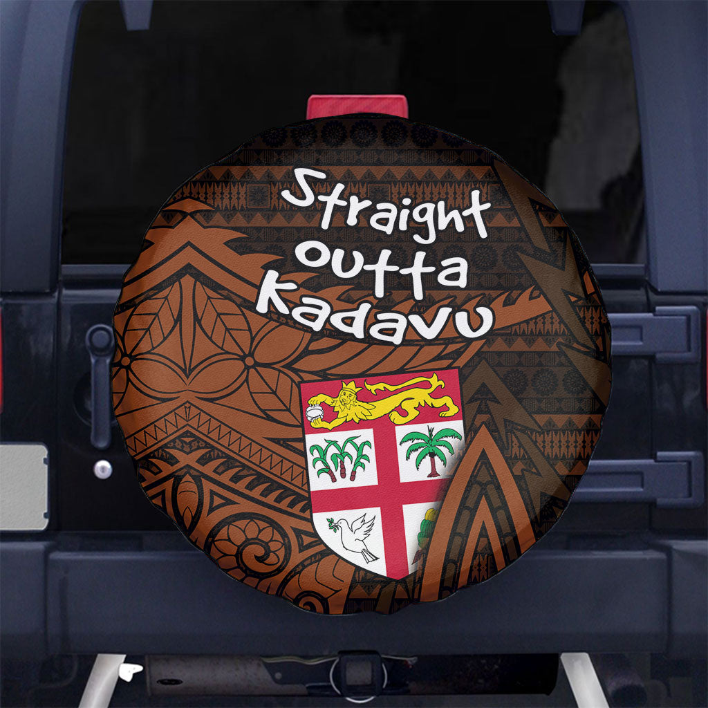 Straight Outta Kadavu Fiji Spare Tire Cover Tribal Polynesian Tattoo Coat Of Arms Flag