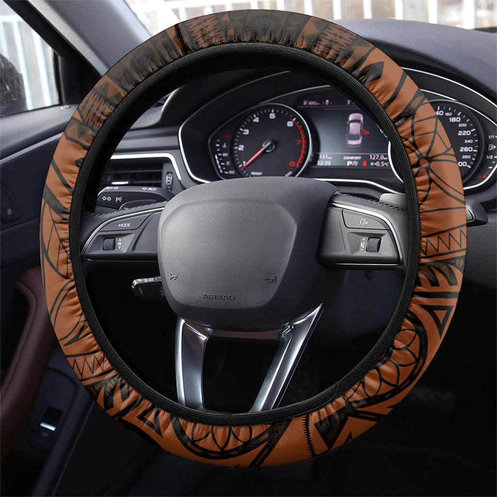 Straight Outta Kadavu Fiji Steering Wheel Cover Tribal Polynesian Tattoo Coat Of Arms Flag