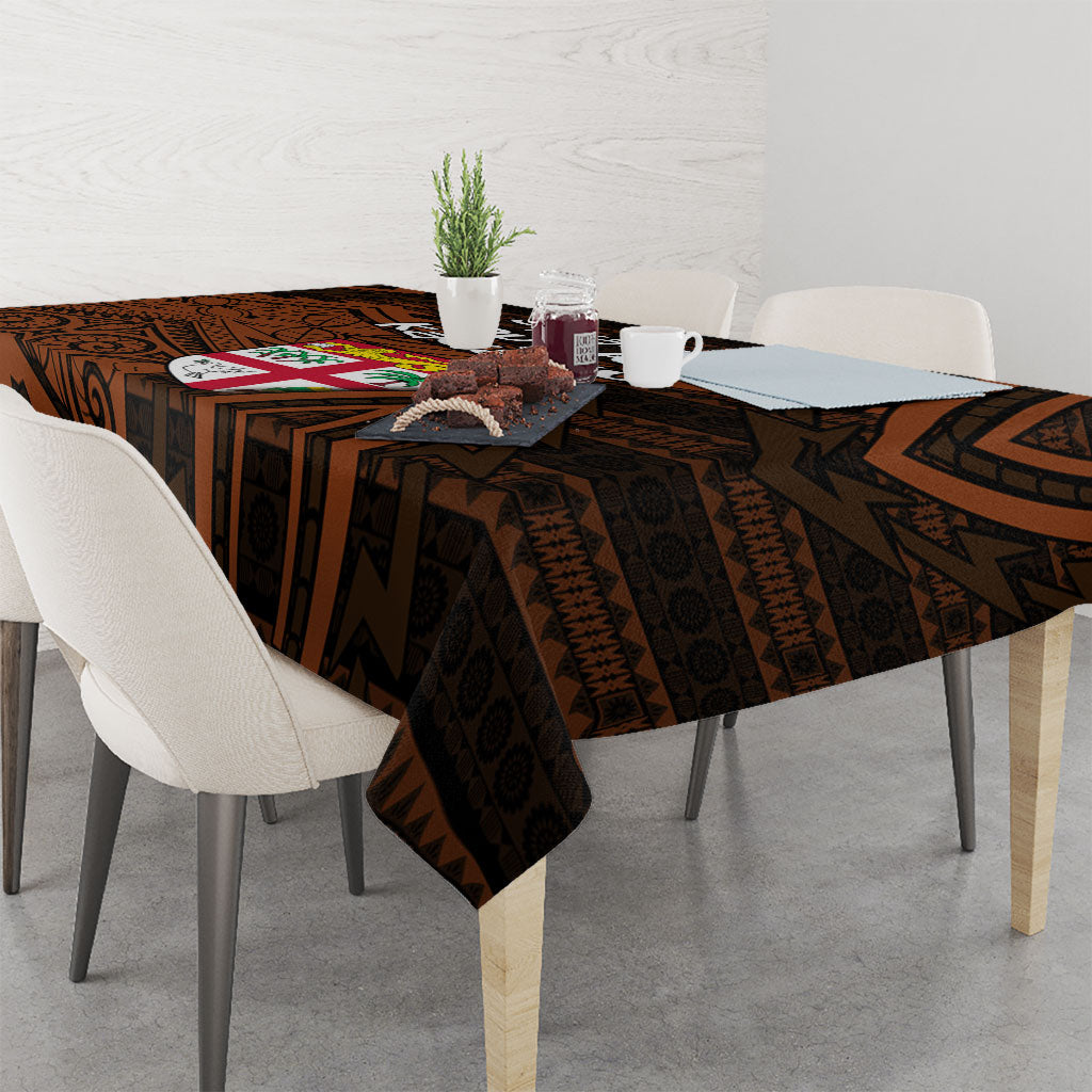 Straight Outta Kadavu Fiji Tablecloth Tribal Polynesian Tattoo Coat Of Arms Flag