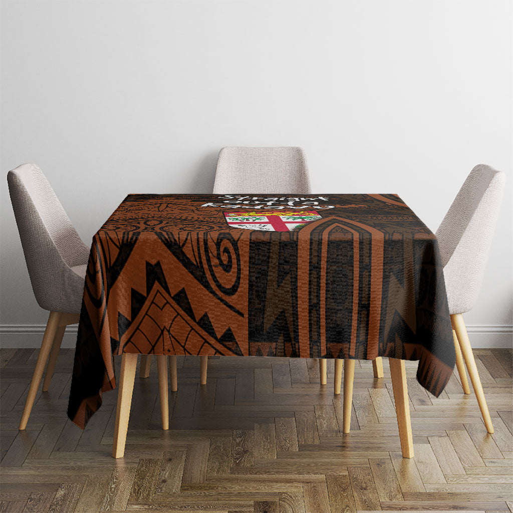 Straight Outta Kadavu Fiji Tablecloth Tribal Polynesian Tattoo Coat Of Arms Flag