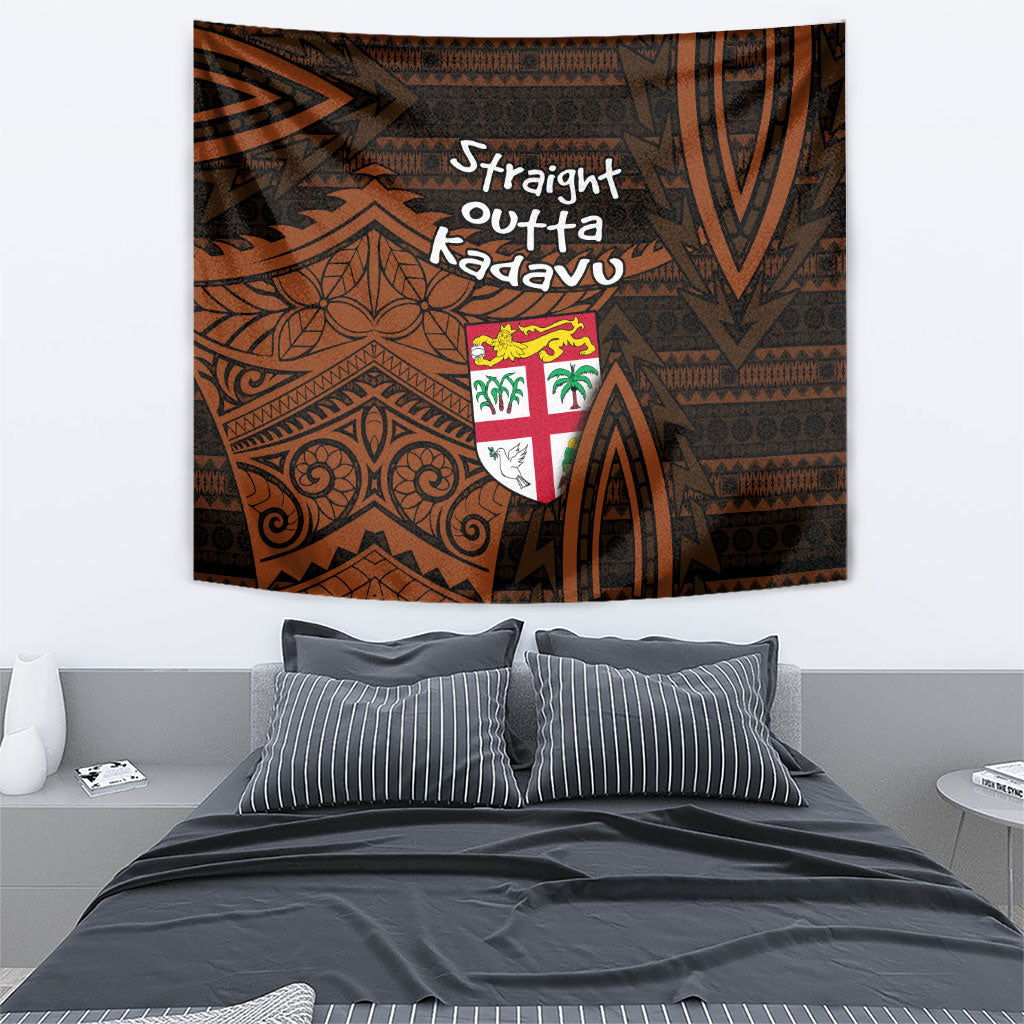 Straight Outta Kadavu Fiji Tapestry Tribal Polynesian Tattoo Coat Of Arms Flag