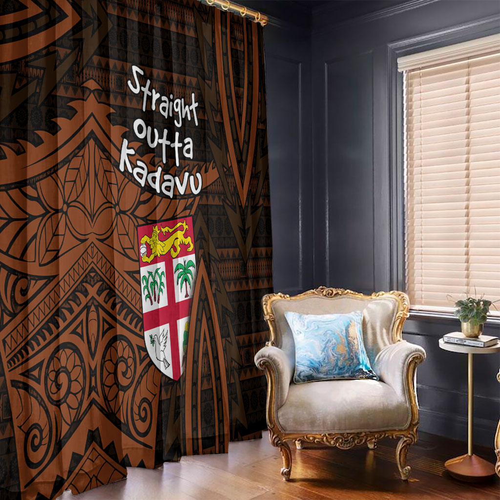 Straight Outta Kadavu Fiji Window Curtain Tribal Polynesian Tattoo Coat Of Arms Flag
