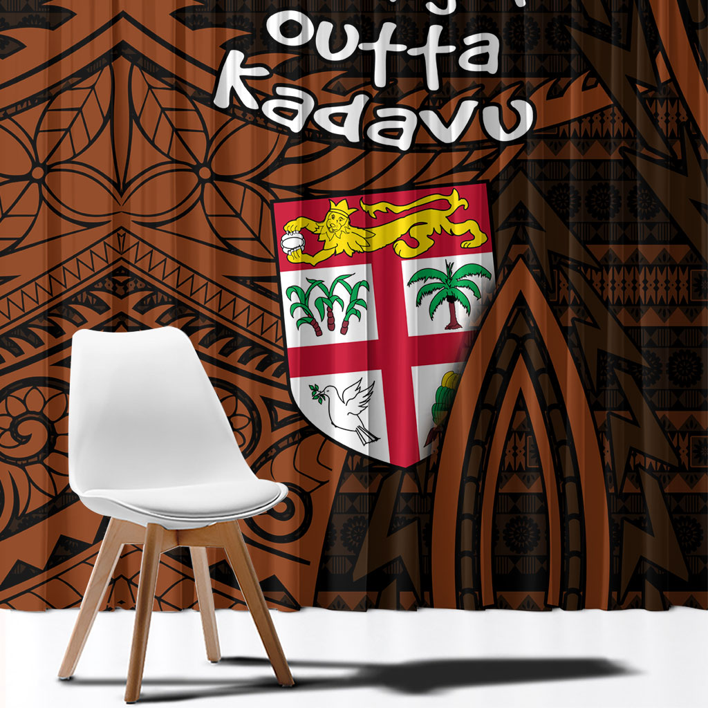 Straight Outta Kadavu Fiji Window Curtain Tribal Polynesian Tattoo Coat Of Arms Flag