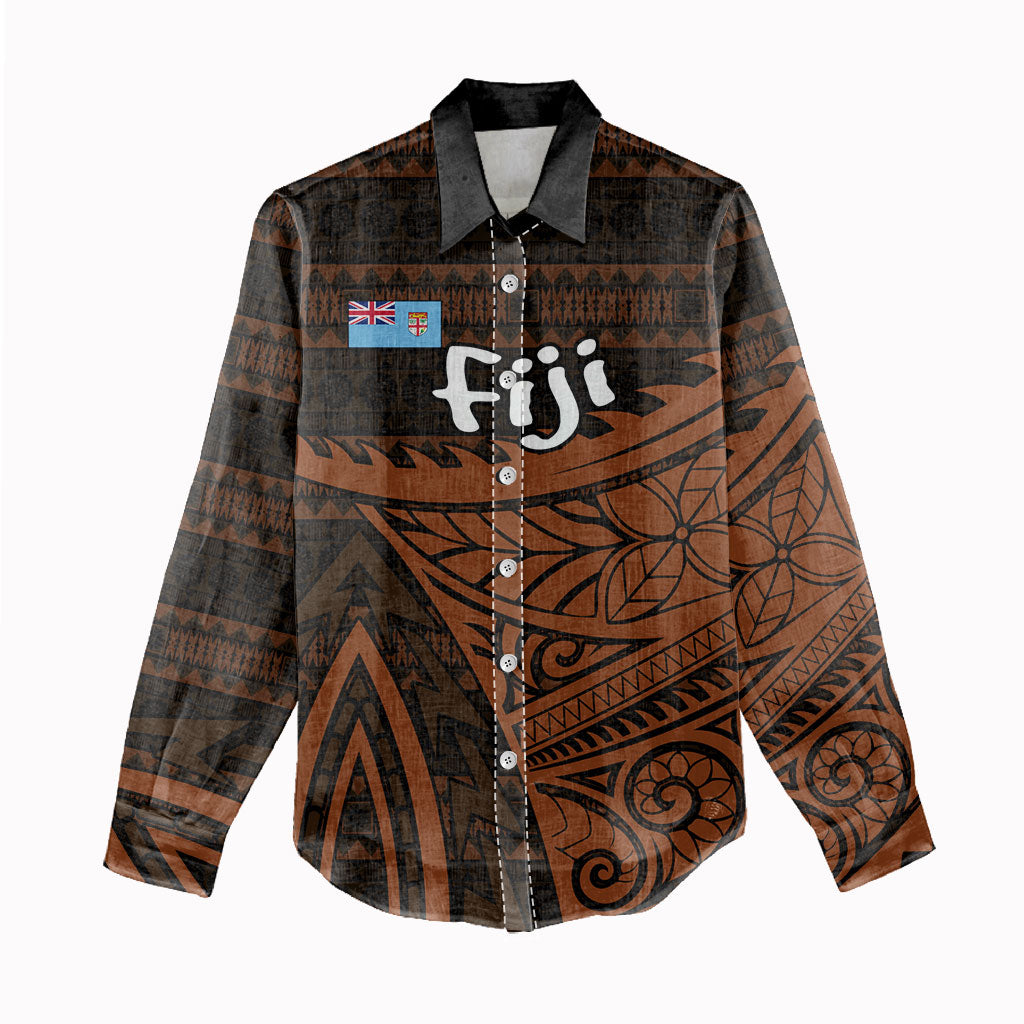 Straight Outta Kadavu Fiji Women Casual Shirt Tribal Polynesian Tattoo Coat Of Arms Flag