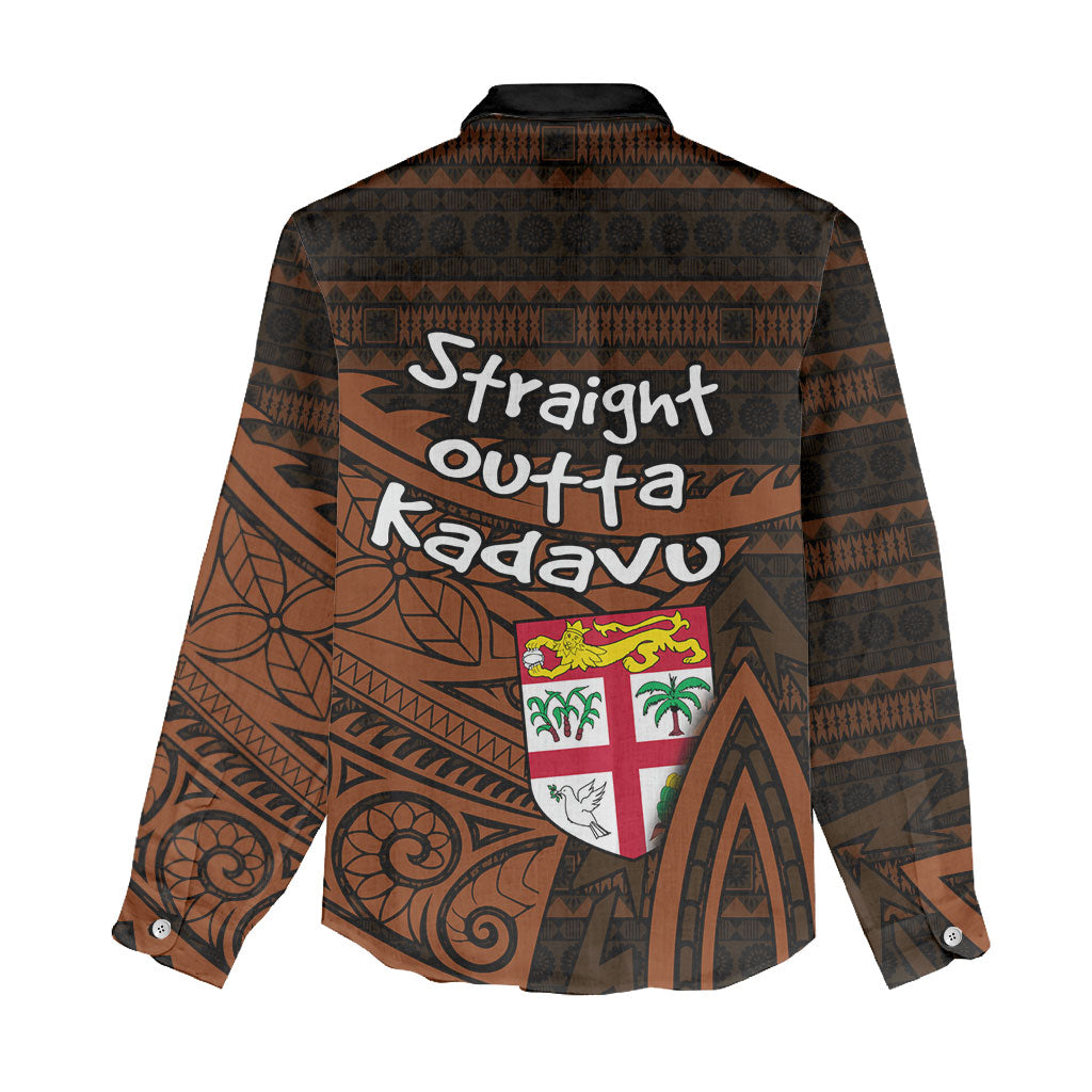Straight Outta Kadavu Fiji Women Casual Shirt Tribal Polynesian Tattoo Coat Of Arms Flag