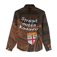 Straight Outta Kadavu Fiji Women Casual Shirt Tribal Polynesian Tattoo Coat Of Arms Flag