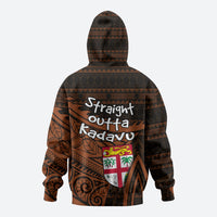 Straight Outta Kadavu Fiji Zip Hoodie Tribal Polynesian Tattoo Coat Of Arms Flag