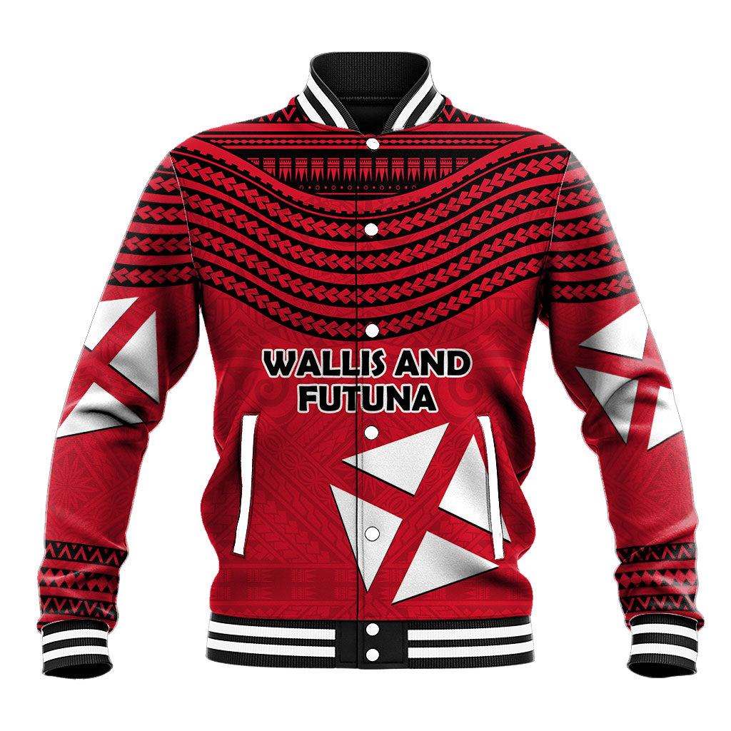Wallis And Futuna Baseball Jacket Polynesian Tattoo Flag Map