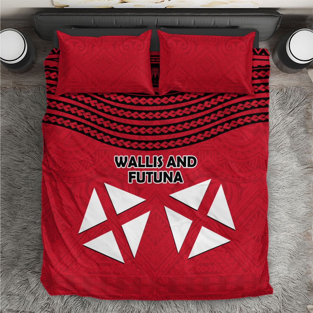 Wallis And Futuna Bedding Set Polynesian Tattoo Flag Map