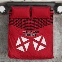Wallis And Futuna Bedding Set Polynesian Tattoo Flag Map