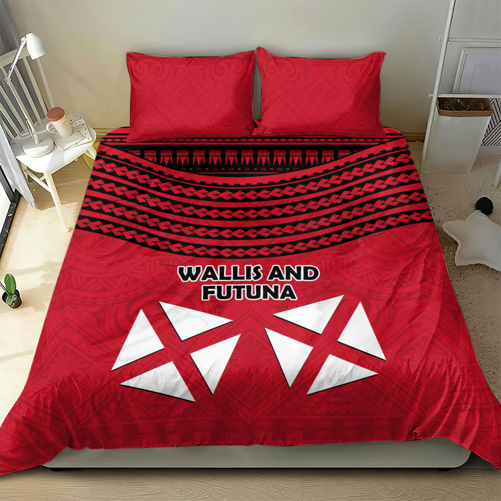 Wallis And Futuna Bedding Set Polynesian Tattoo Flag Map